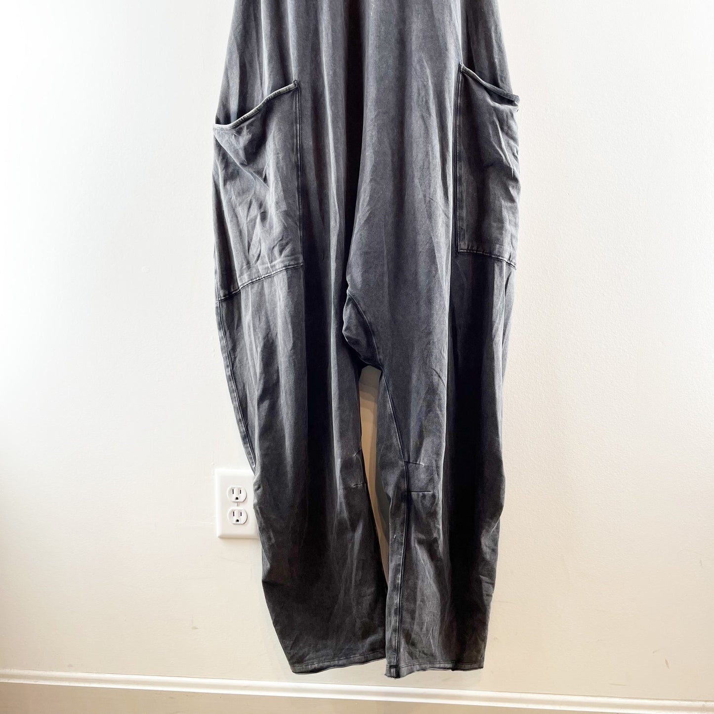 Free People Hot Shot One Piece Jumpsuit Onsie Washed Black Gray Large