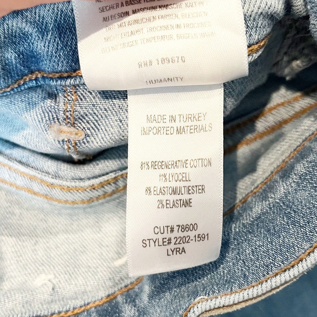 Citizens of Humanity Lyra High Rise Cropped Wide Leg Patch Pocket Jeans Blue 26