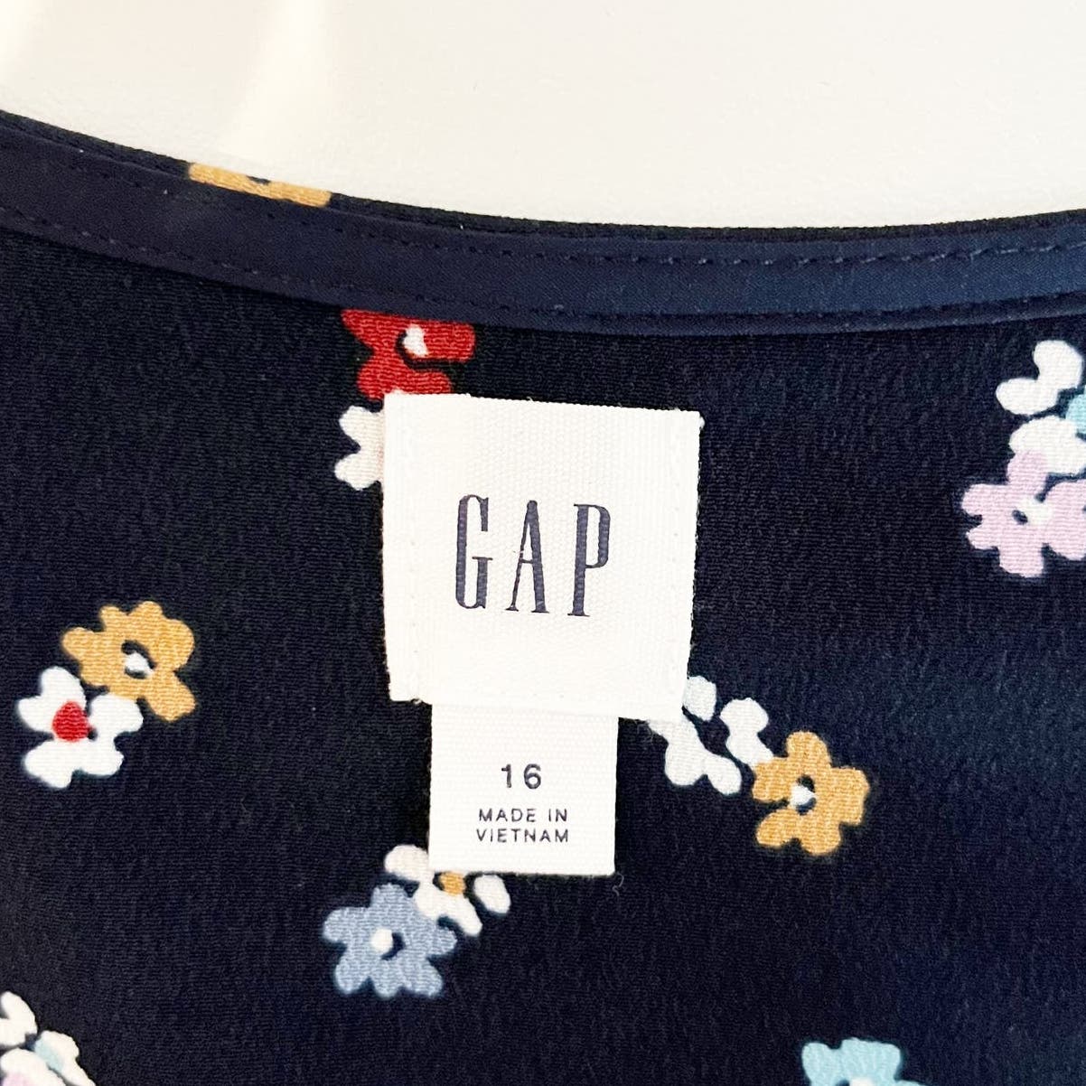 GAP Button Front Floral Midi Length Dress Navy Blue 16