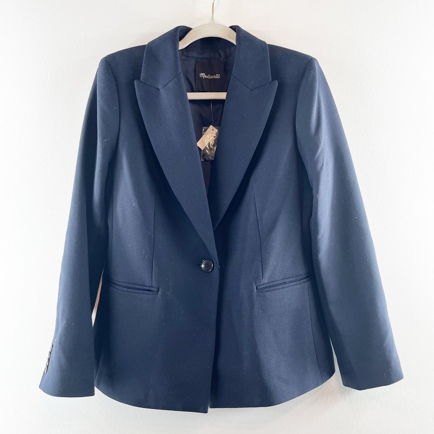 Madewell Alston Wool Blend Blazer Suit Jacket Navy Blue 8