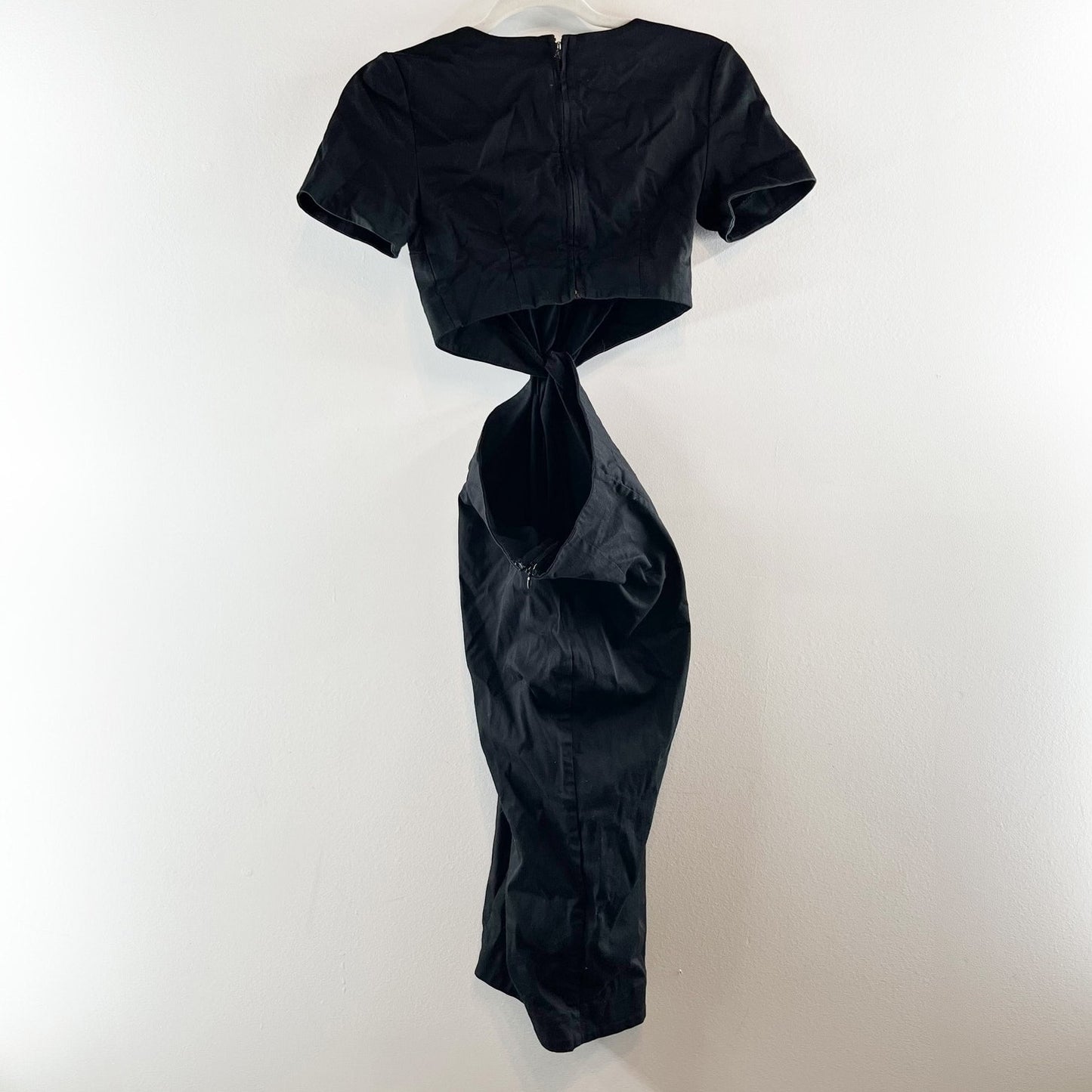 Chrissy Teigen X Revolve Short Sleeve Knot Front Cutout Tee Shirt Dress Black XS