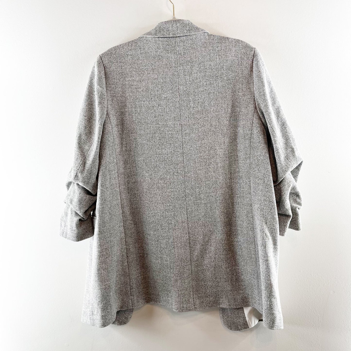 H&M Gathered 3/4 Sleeve Single Button Blazer Jacket Gray Large
