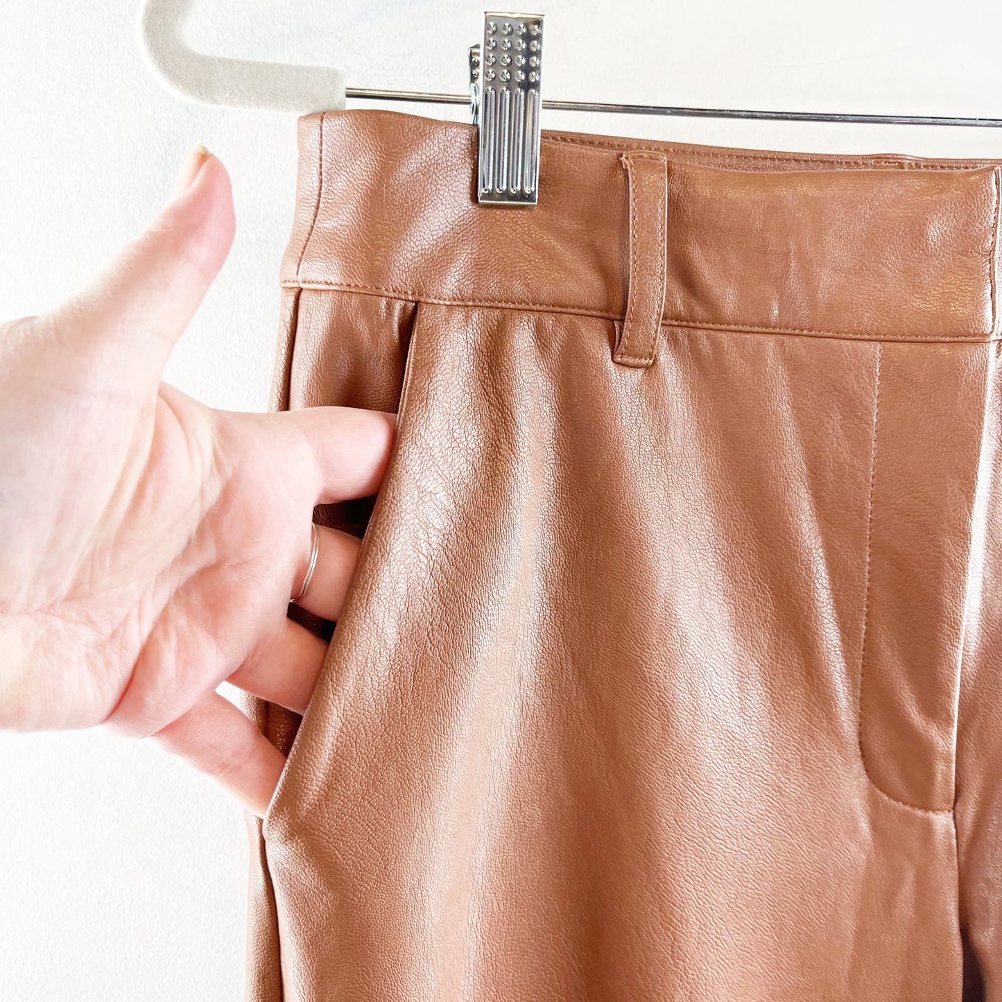 Commando Faux Leather High Rise 7/8 Cropped Trouser Pants Cocoa Brown Small