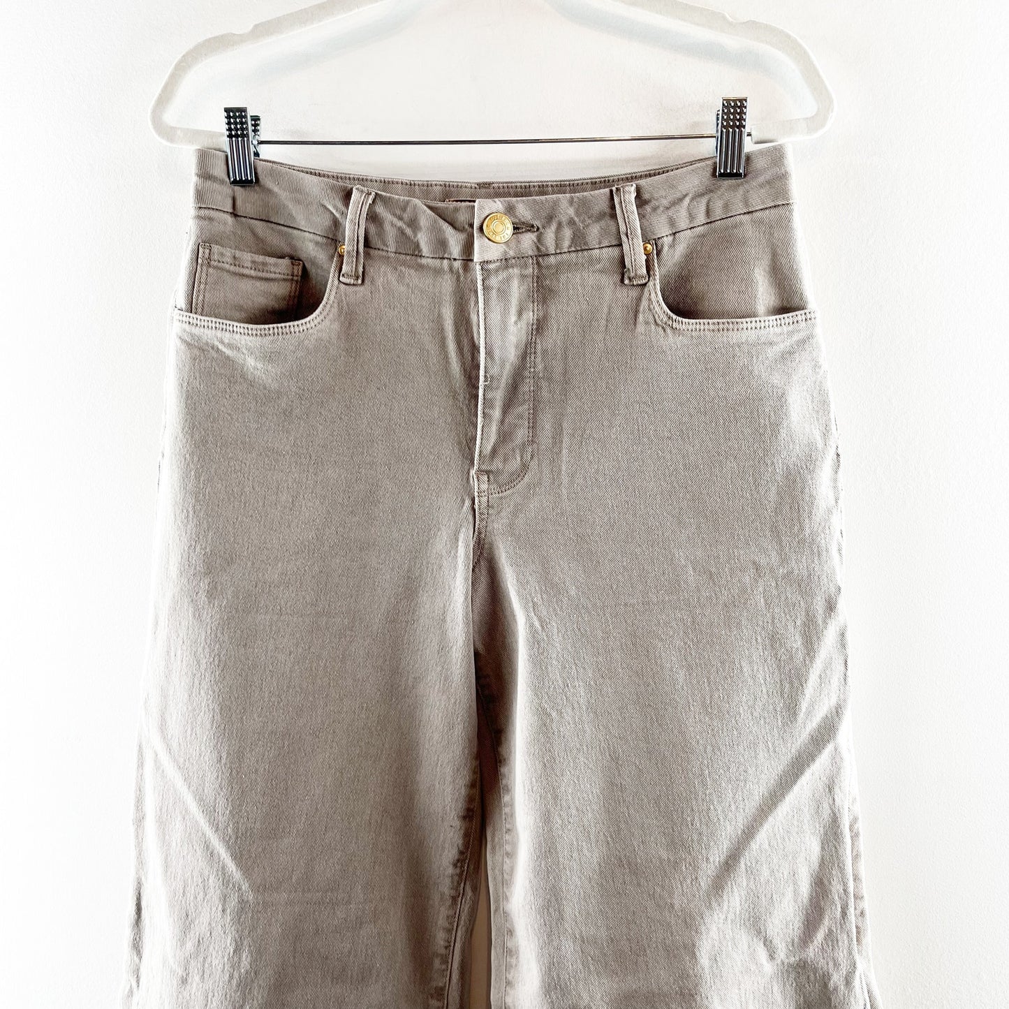 Kut From The Kloth High Rise Meg Wide Leg Fab Ab Jeans Coffee Cream Gray 8