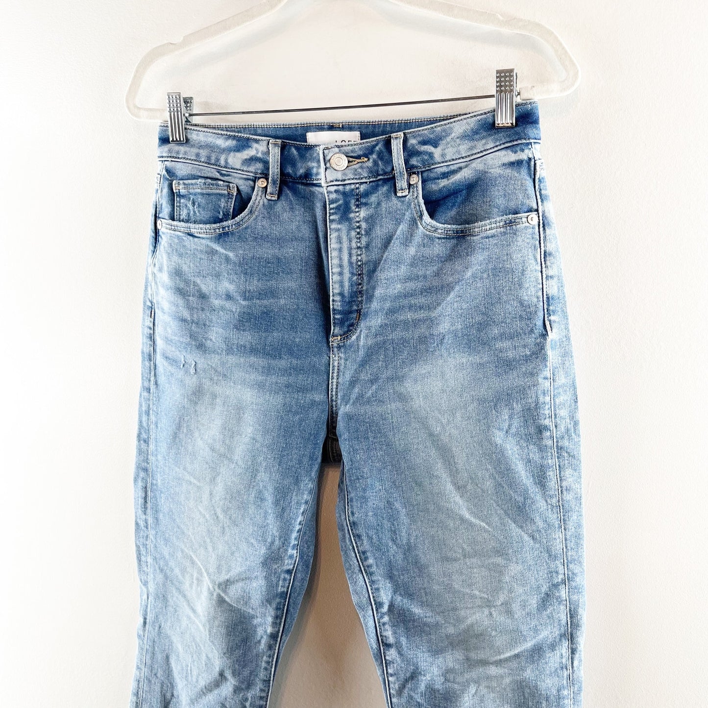 LOFT High Rise Curvy Kick Crop Raw Hem Jeans Blue 2 / 26