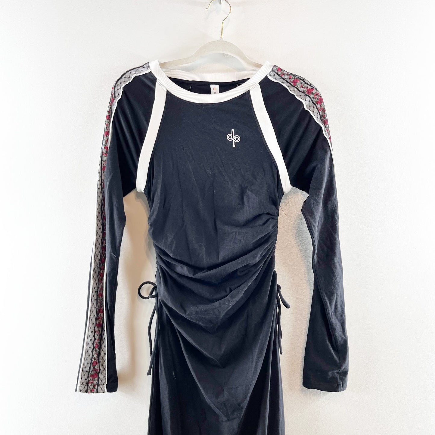 Daily Practice Anthropologie Long-Sleeve Ruched T-Shirt Midi Dress Black XS