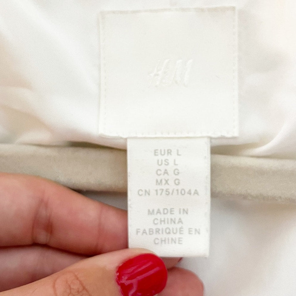 H&M Linen Blend Long Sleeve Notch Lapel Single Breasted Blazer White Large