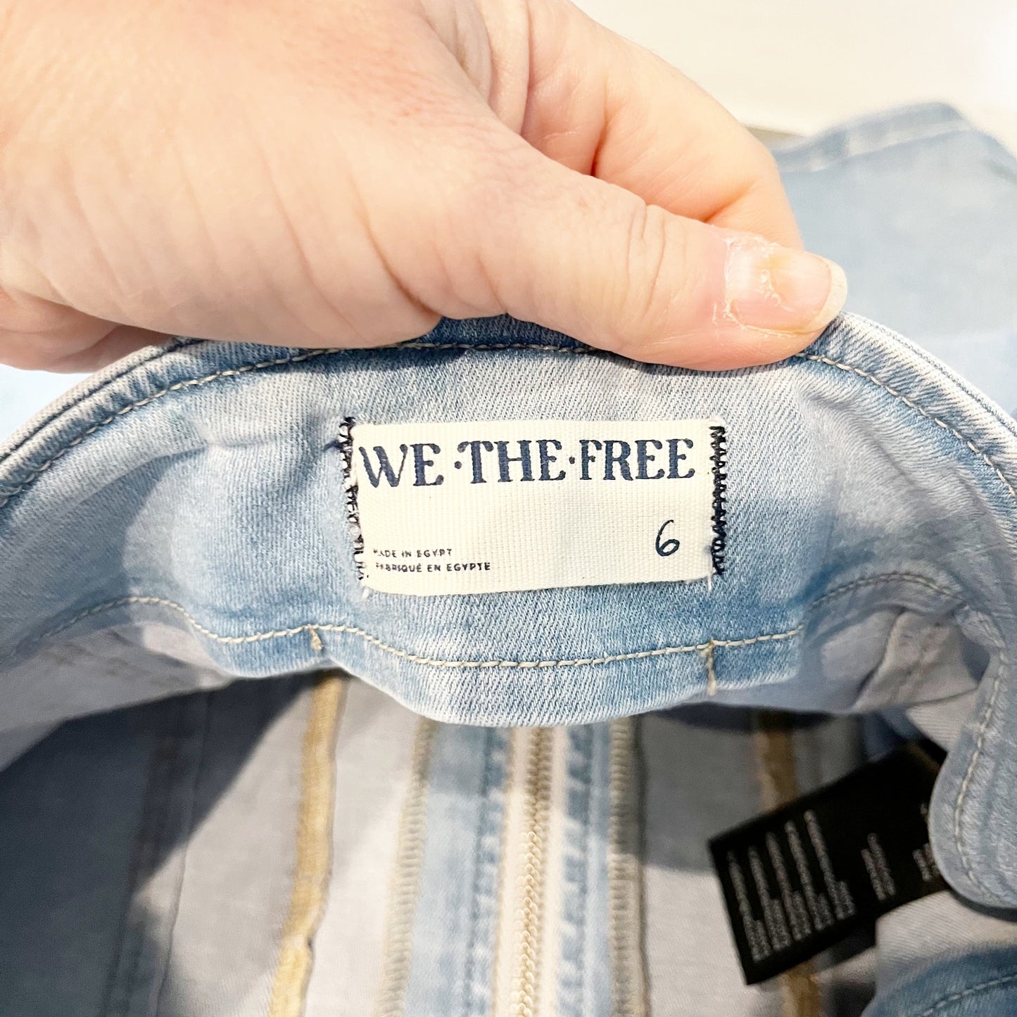 Free People Layla High Waisted Slim Fit Denim Mini Skirt Light Blue 6