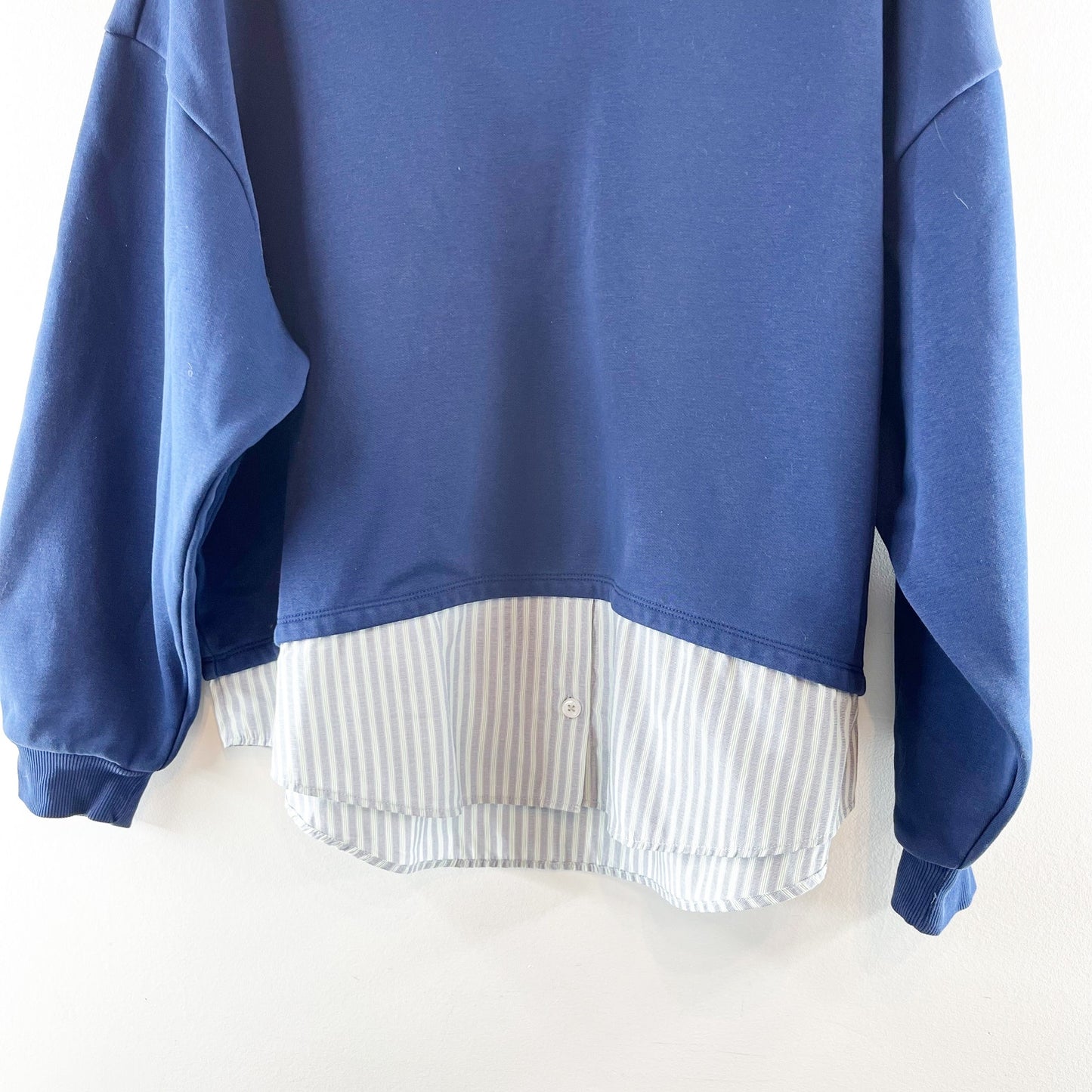 Maeve Anthropologie Long Sleeve Twofer Layered Oversized Sweatshirt Blue XL