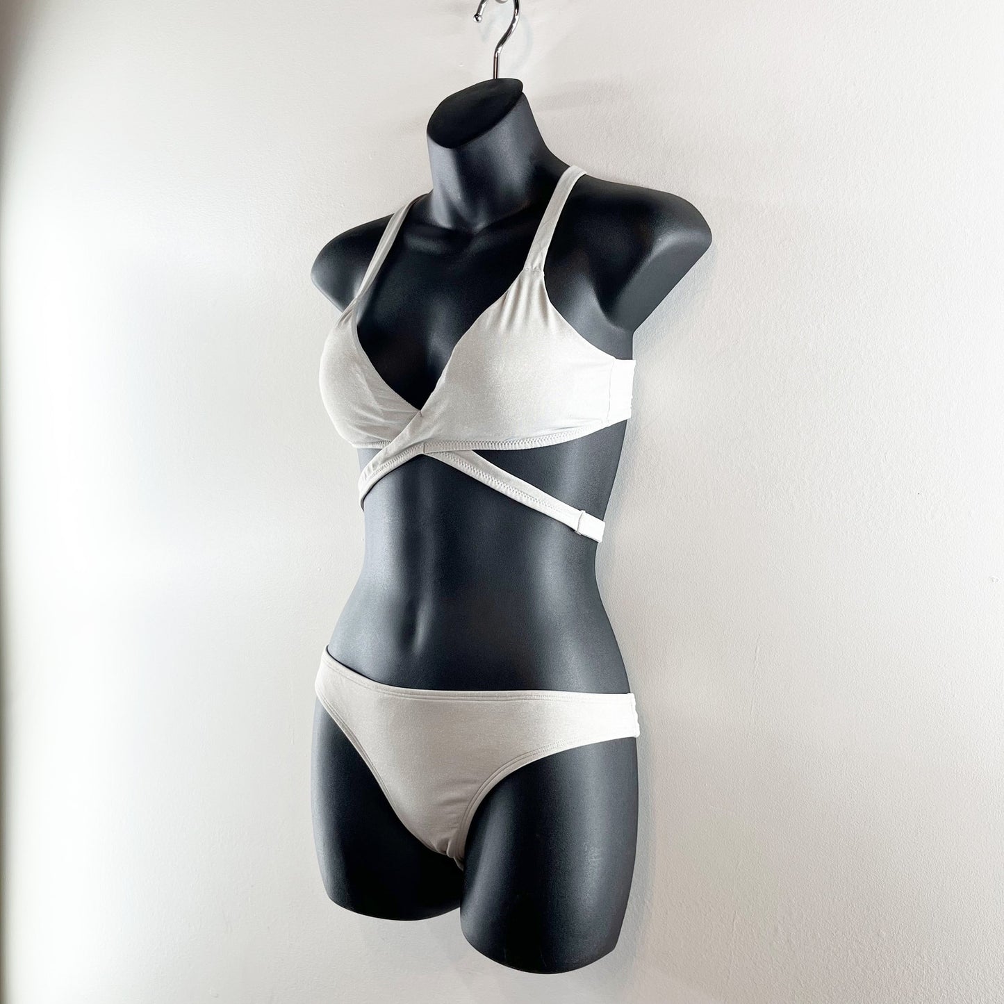 Aerie Two Piece Wrap Bikini Swimsuit Gray Silver Small / Medium