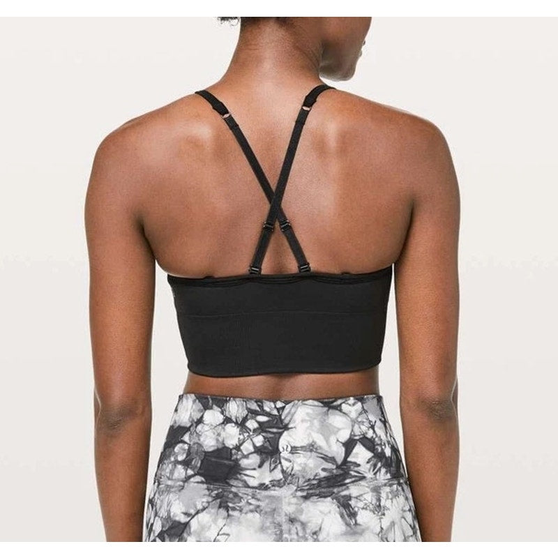 Lululemon Athletica Ebb To Street Crossback Strap Long Line Bra Black Medium
