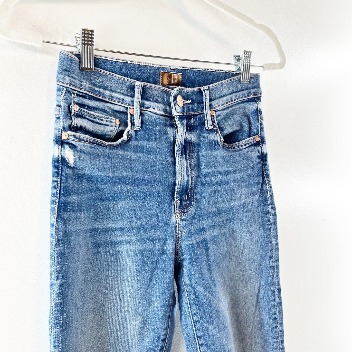 Mother The Insider Crop Step Chew Jeans Dancing On Coals Blue 24