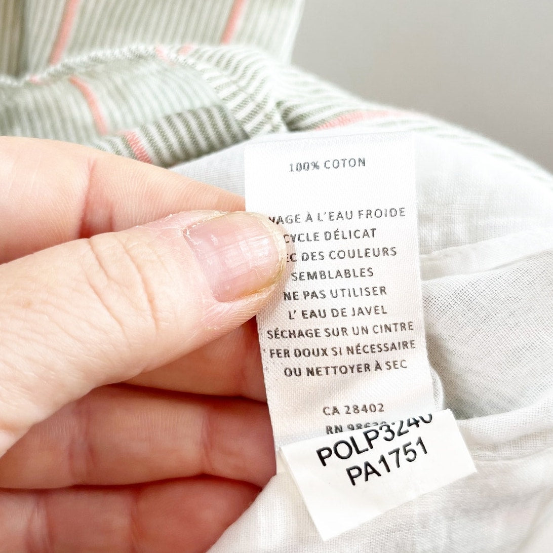 Lilla P Easy Elbow Sleeve Cotton Striped Midi Dress Papaya Stripe Small