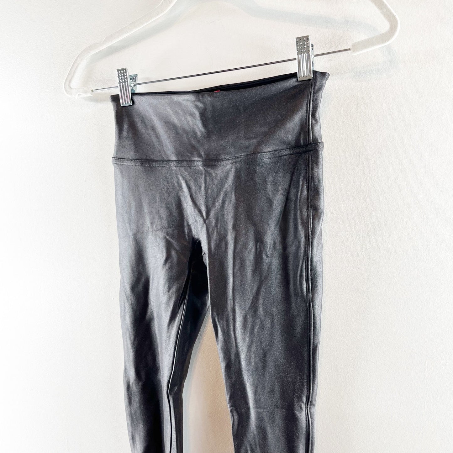 Spanx High Rise Compression Faux Leather Leggings Black XS
