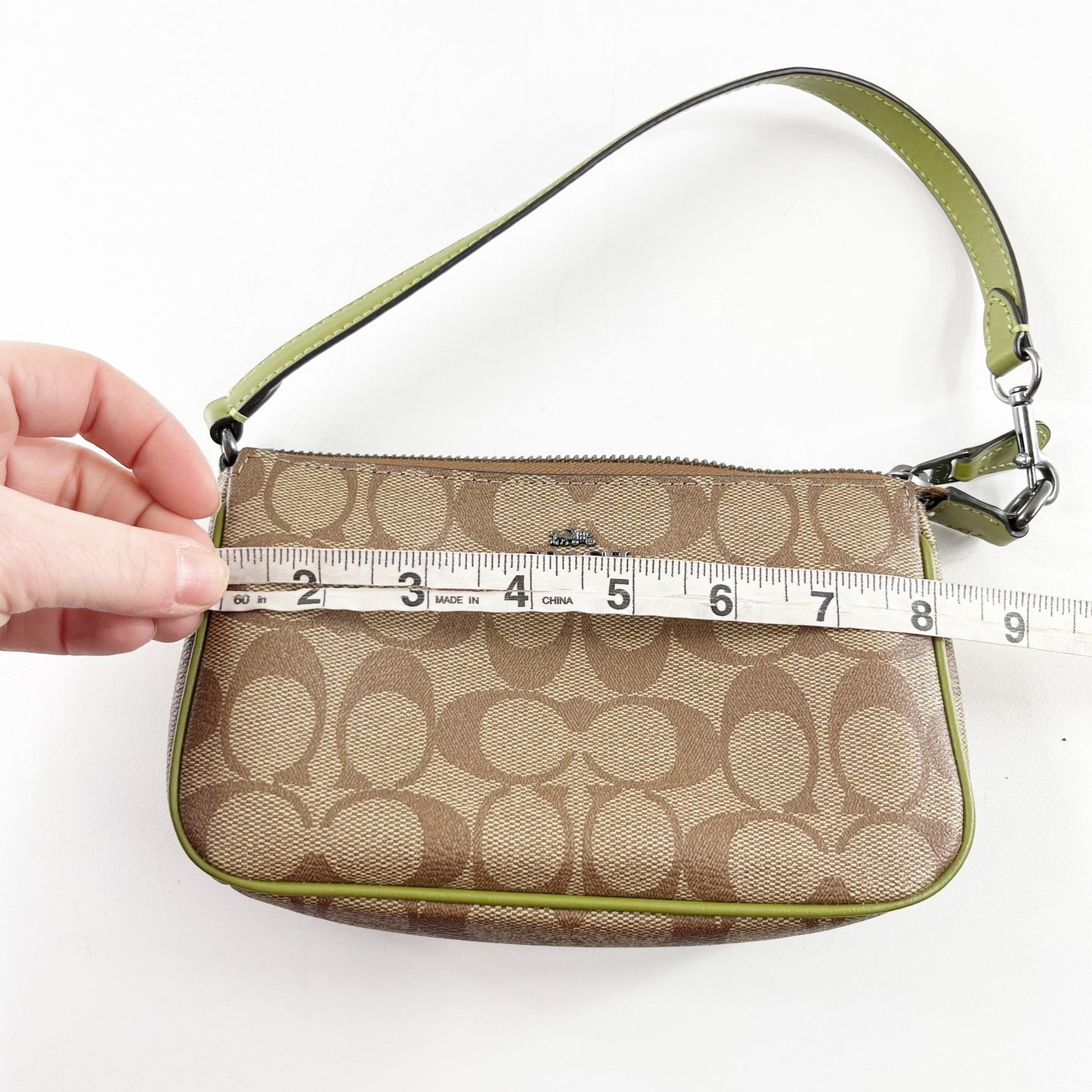 Coach Nolita 19 Signature C Logo Mini Shoulder Bag Purse Brown Green