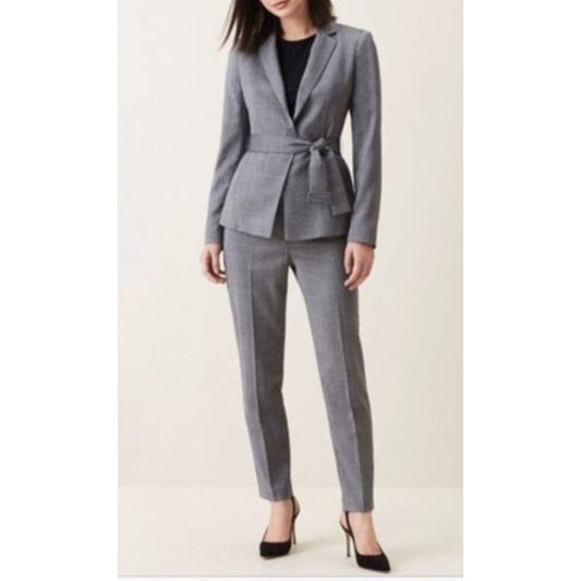 Hugo Boss Slim Fit Tocanesi Wool Blend Ankle Trouser Dress Pants Gray 6