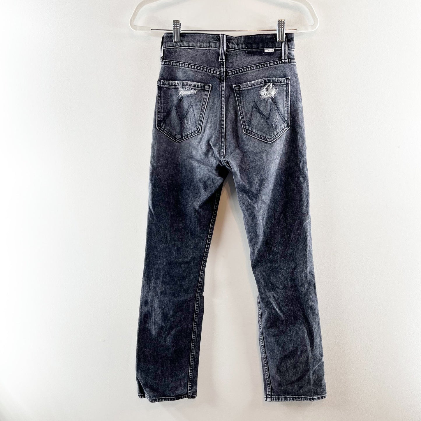 Mother High Waisted Rider Ankle Distressed Jeans After Midnight With Molly Black