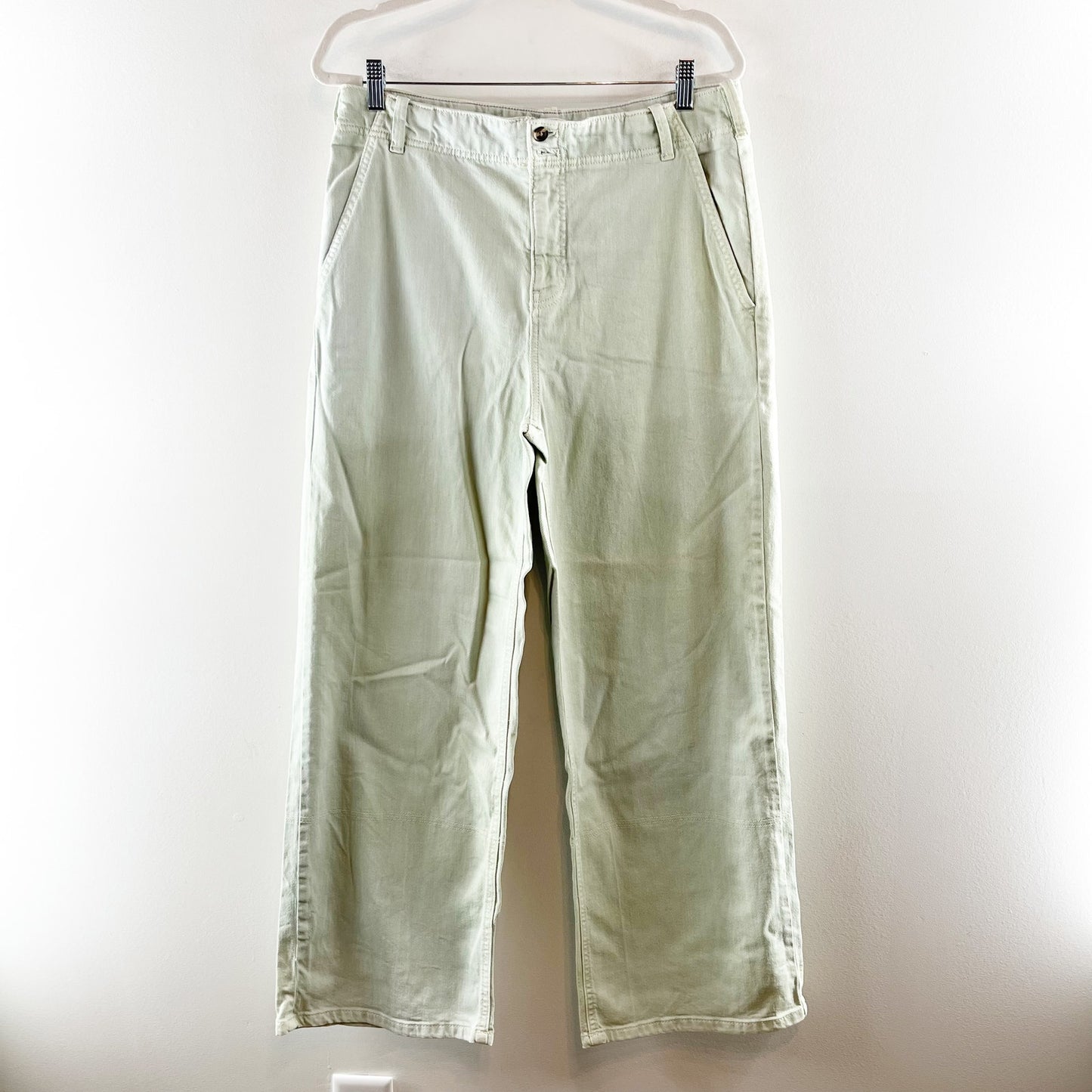 Anthropologie Pilcro Eventide High Rise Wide Leg Chino Trouser Pants Green 31