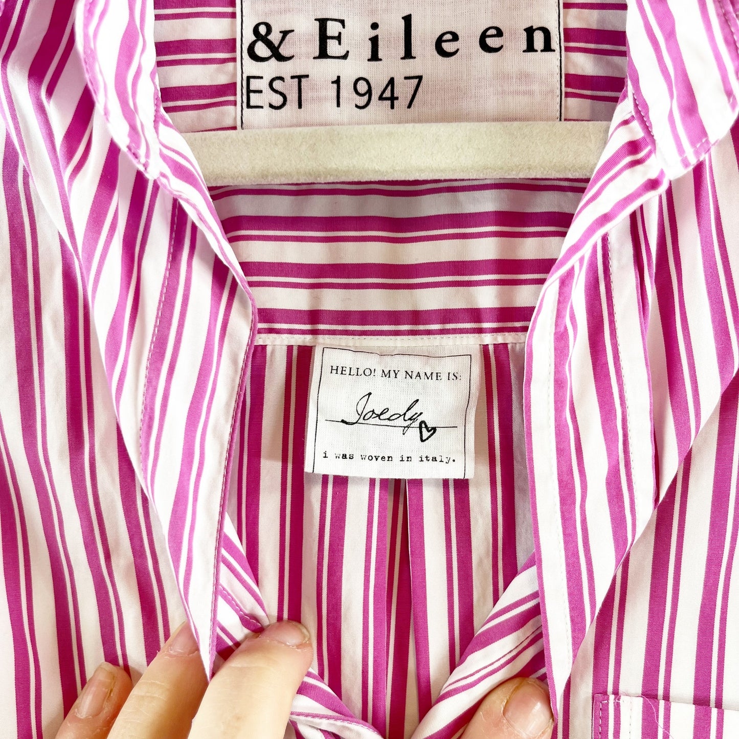 Frank & Eileen Joedy Long Sleeve Button Down Striped Cotton Shirt Pink XS