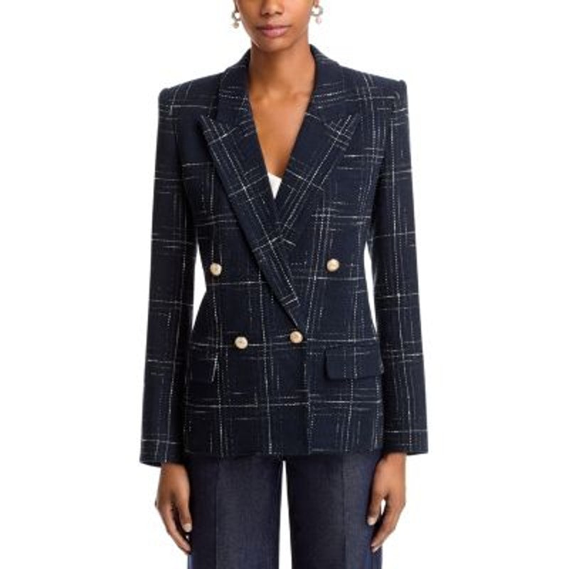 Generation Love Maverick Windowpane Tweed Blazer Jacket Black Small