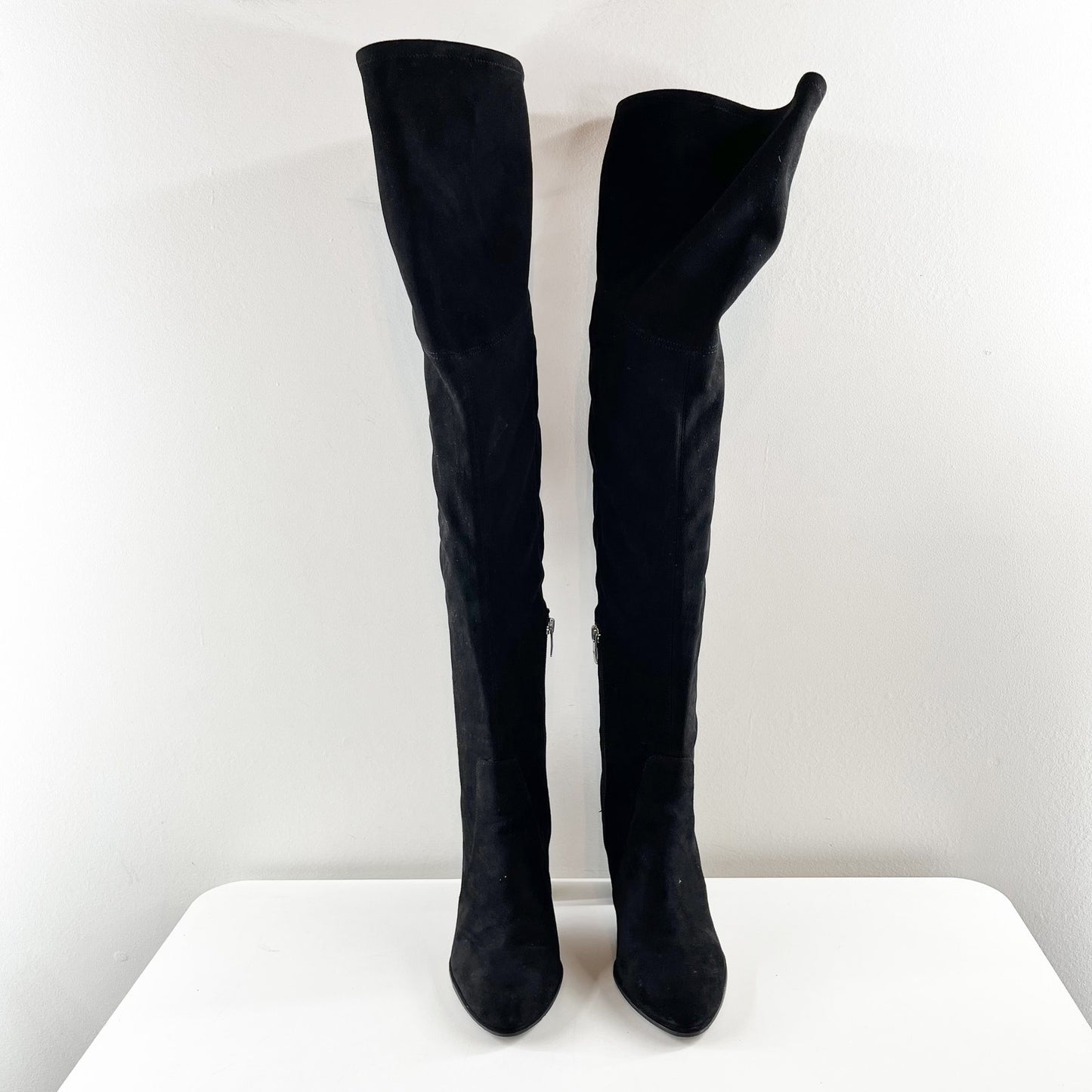 Marc Fisher Over The Knee Suede OTK Block Heel Boots Black 7.5