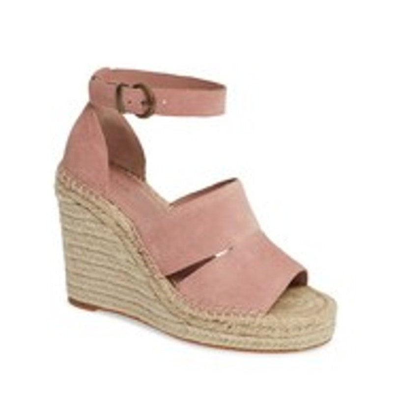 Treasure & Bond Sannibel Espadrille Wedge Sandals Suede Leather Pink 8