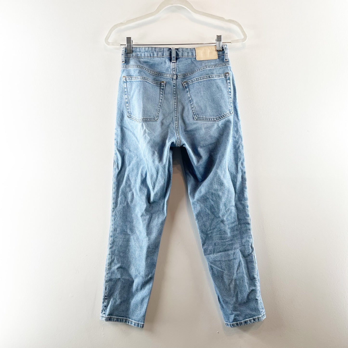 Everlane High Rise The Curvy Cheeky Straight Leg Crop Jeans Medium Wash Blue 25