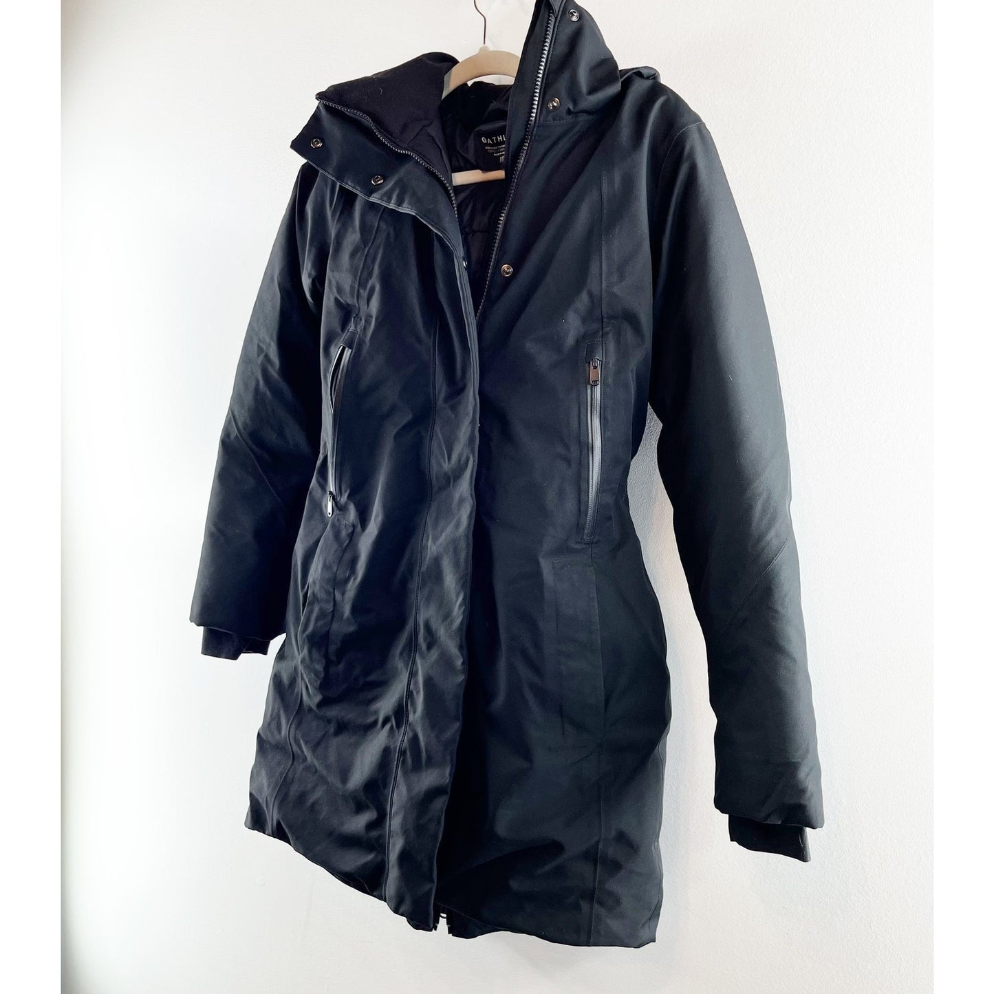 Athleta Rainout Outbound Faux Fur Hood Parka Coat Jacket Black XXS