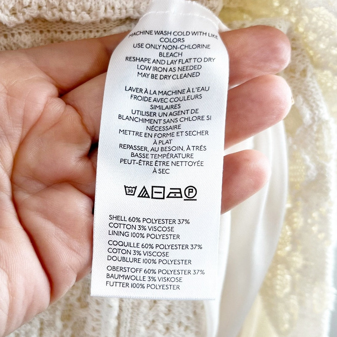 Anthropologie Textured Knit Crochet High Neck Sleeveless Mini Shift Dress XS