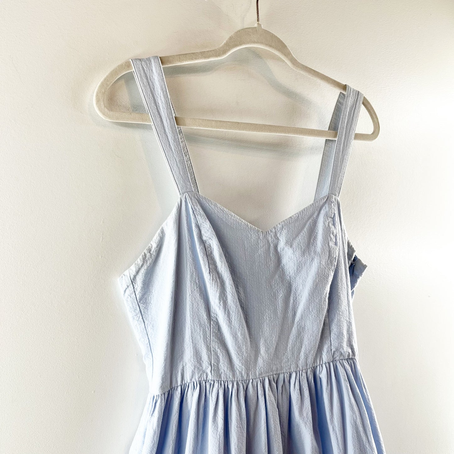 H&M Cotton Poplin Tiered Ruffle Midi Dress Powder Light Blue 10