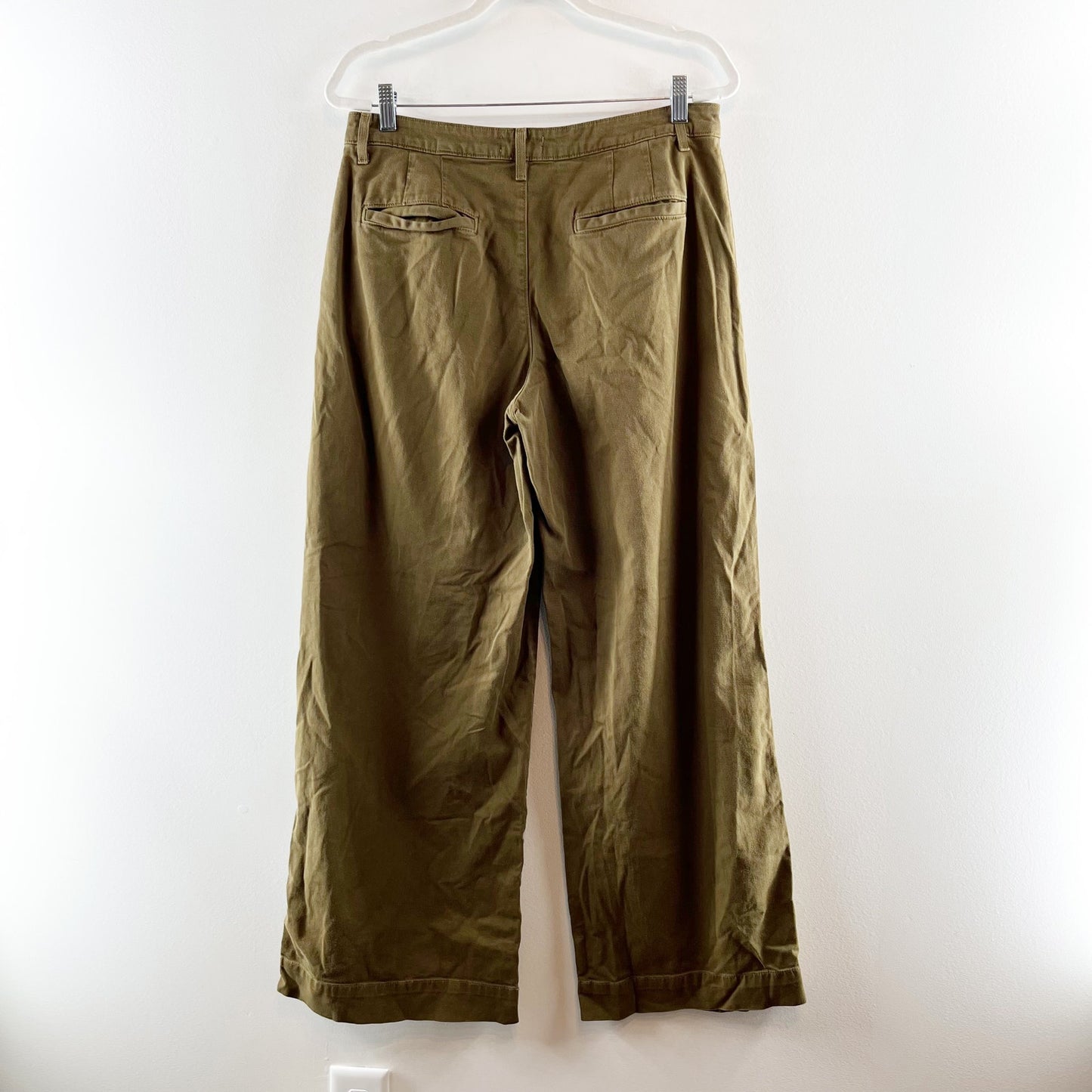 L'Agence Jayce High Rise Pleated Chino Wide Leg Pants Green 29 / 8