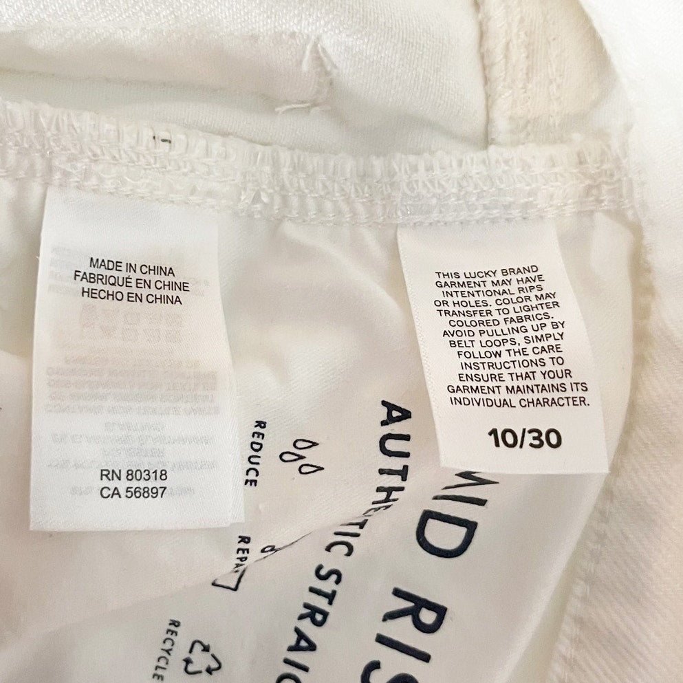 Lucky Brand Mid-Rise Cropped Button-Fly Authentic Straight Jeans White 10 / 30