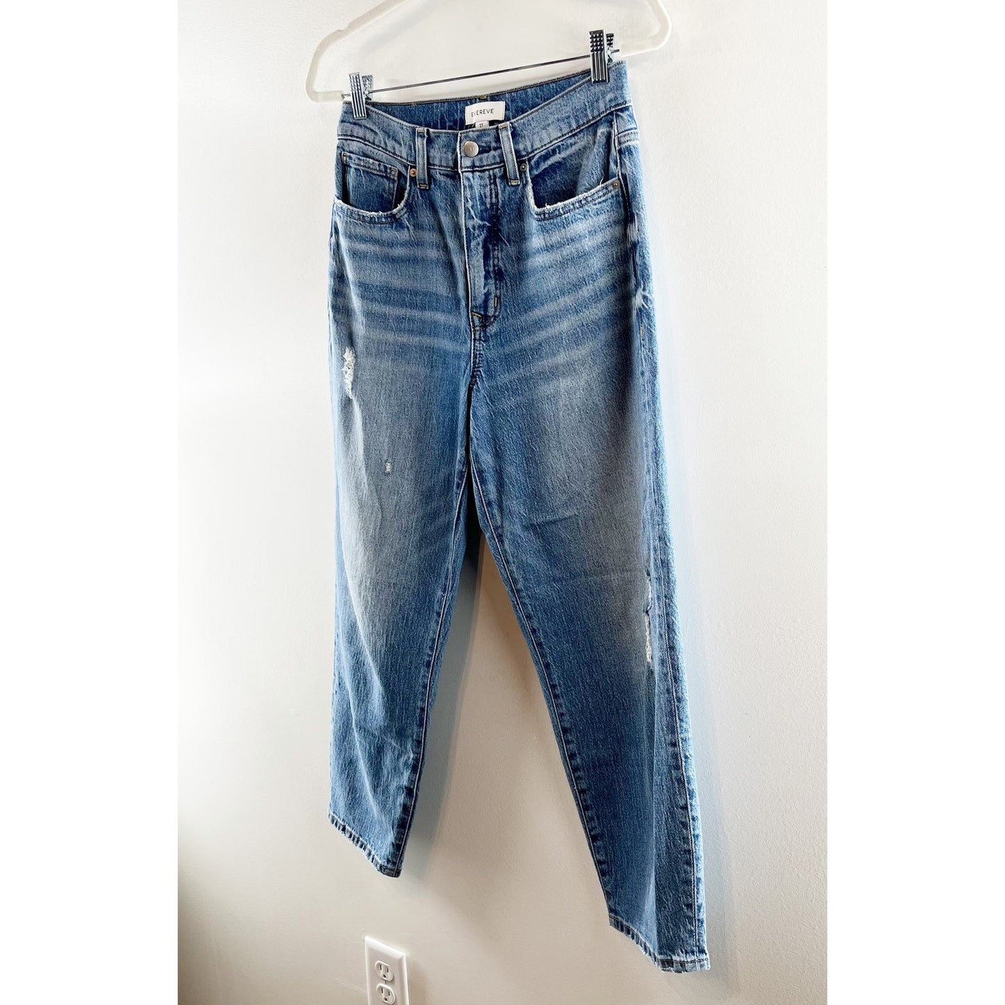 Evereve High Rise Vintage Barrel Jeans Blue 27