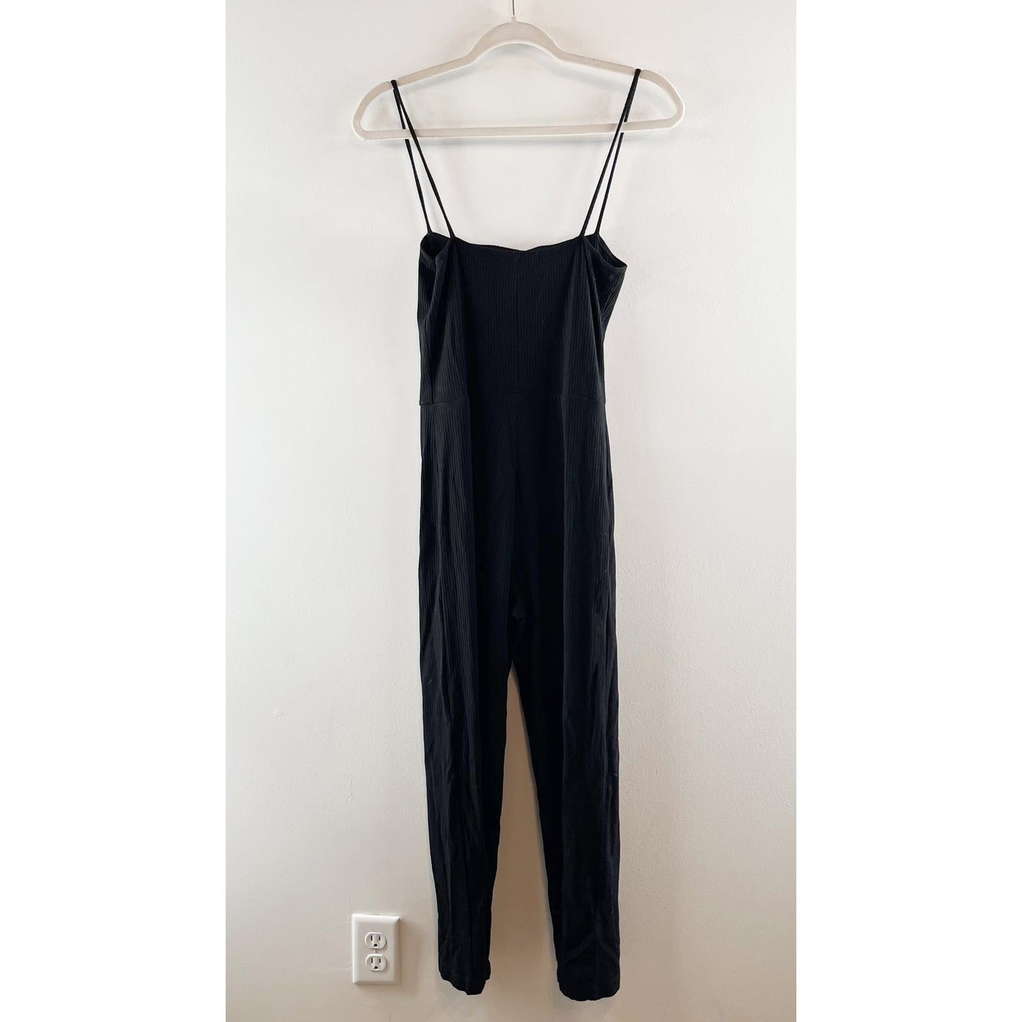 Reformation Kelsi Ribbed Square Neck Sleeveless Jumpsuit Black Small