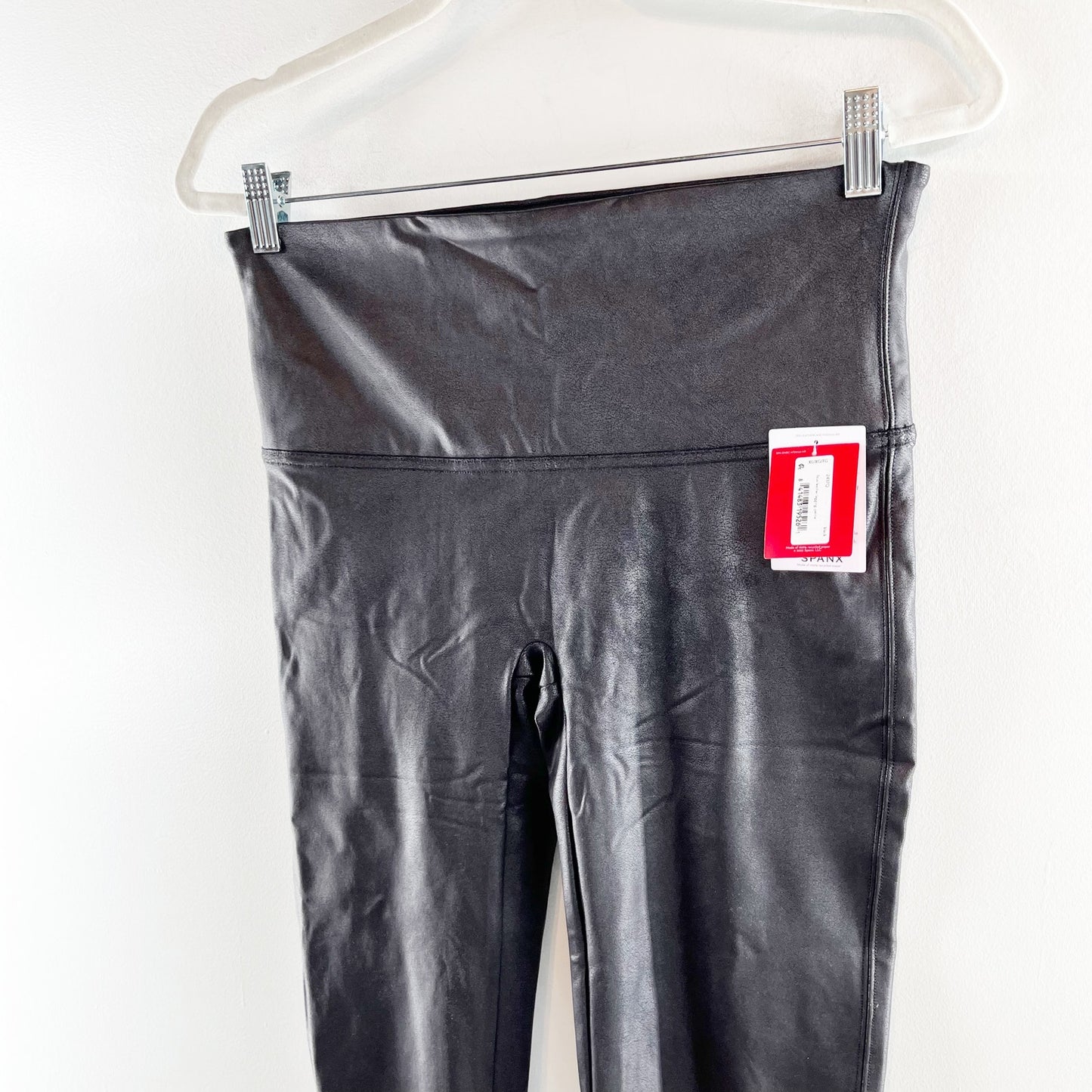 Spanx High Rise Compression Faux Leather Leggings Black XL Petite