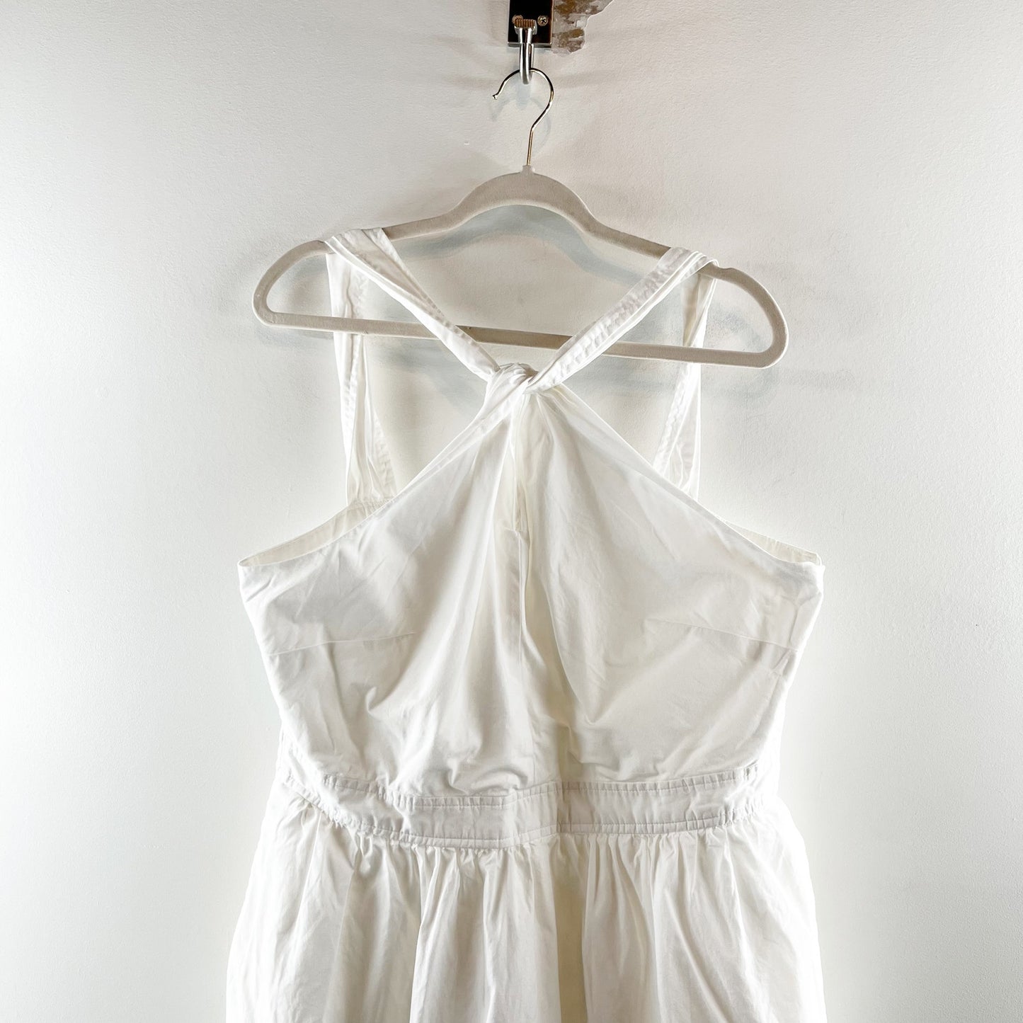 Free Assembly Cotton Sleeveless Halter Neck Fit & Flare Midi Dress White XL