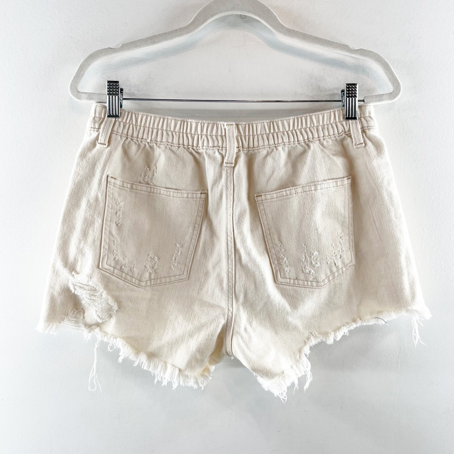 Aerie Daydream Relaxed Soft Cotton Cutoff Denim Shorts Off White Medium