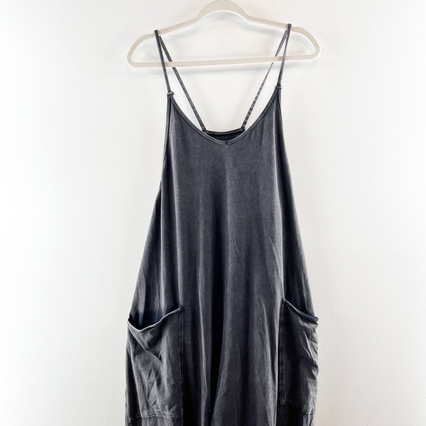 Free People Hot Shot One Piece Jumpsuit Onsie Washed Black Gray Large