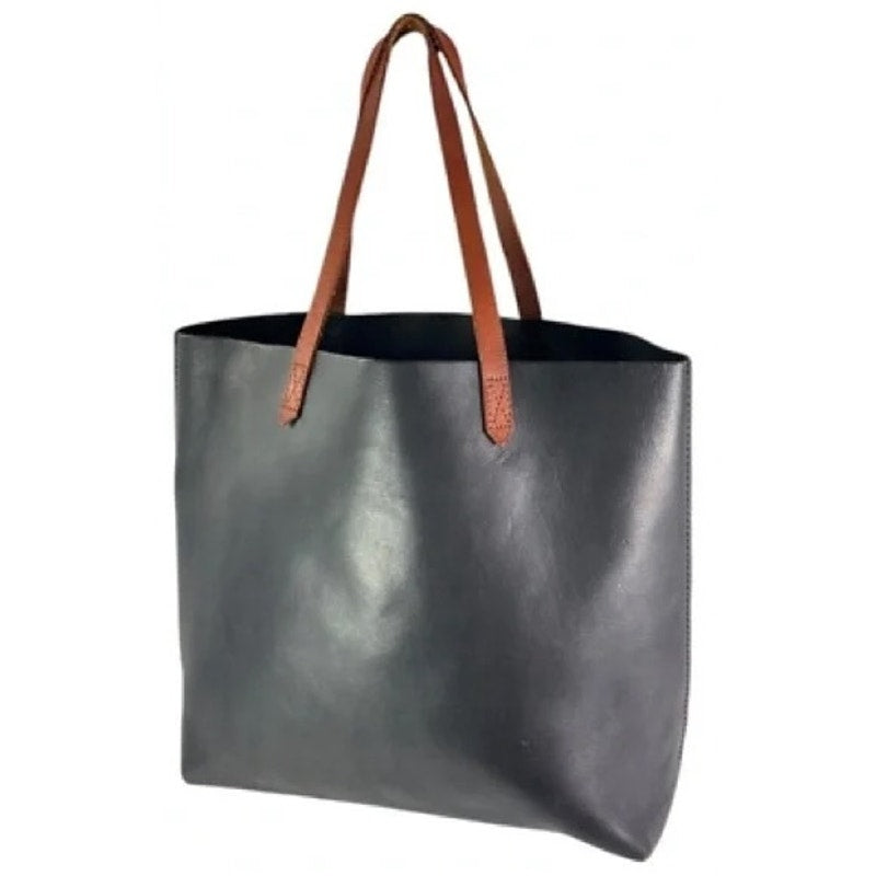 Madewell The Leather Transport Tote Bag Black Brown