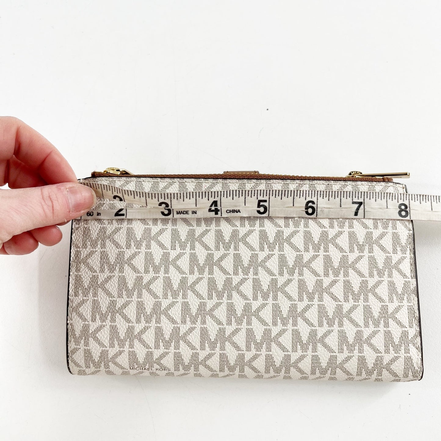 Michael Kors Jet Set Canvas Bi Fold Logo Wallet Cream Brown