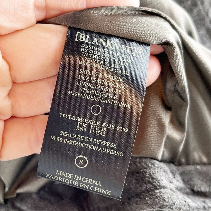 Blank NYC Leather Suede Moto Biker Jacket Dark Gray Small