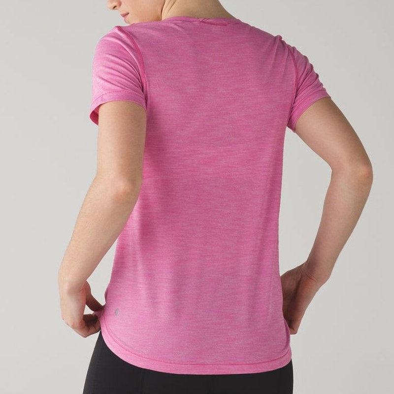 Lululemon What The Sport Short Sleeve V-Neck Tee Heathered Pink Paradise Small