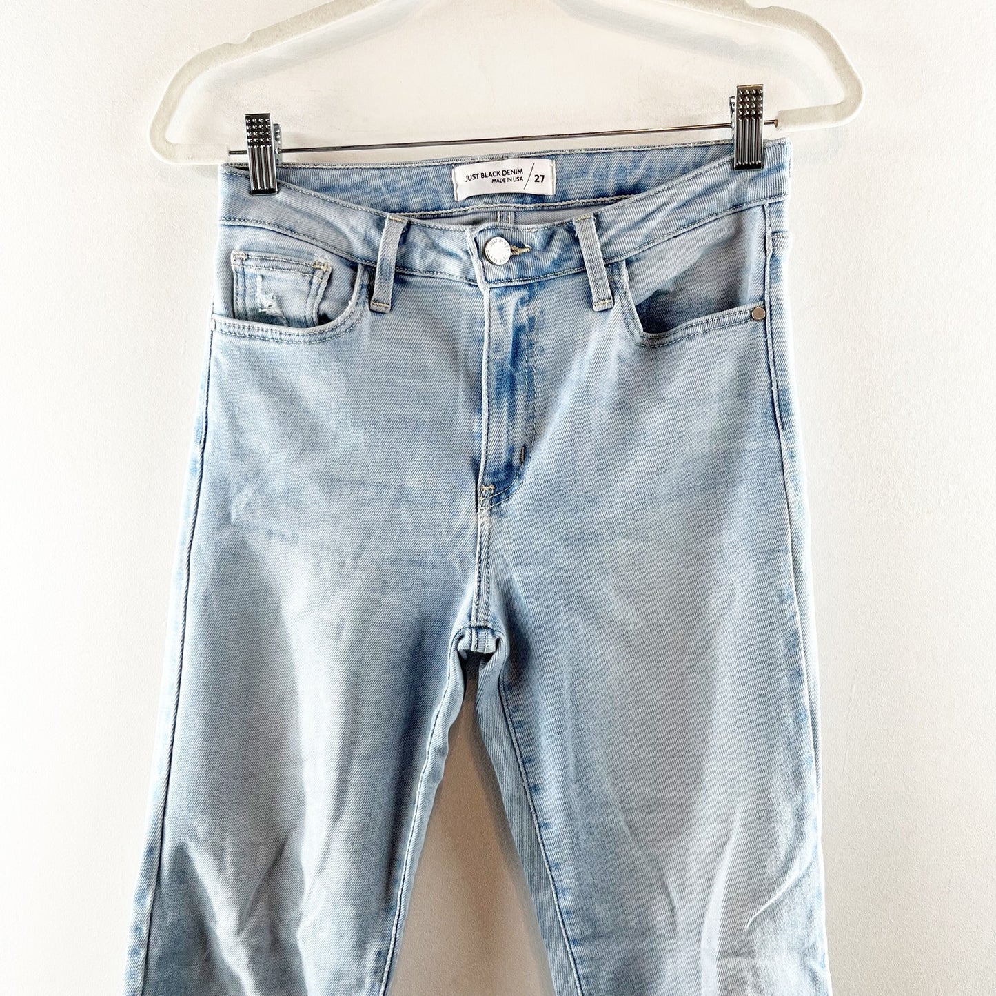 Just Black Denim The Arrow Light Wash High Waisted Straight Jeans Blue 27