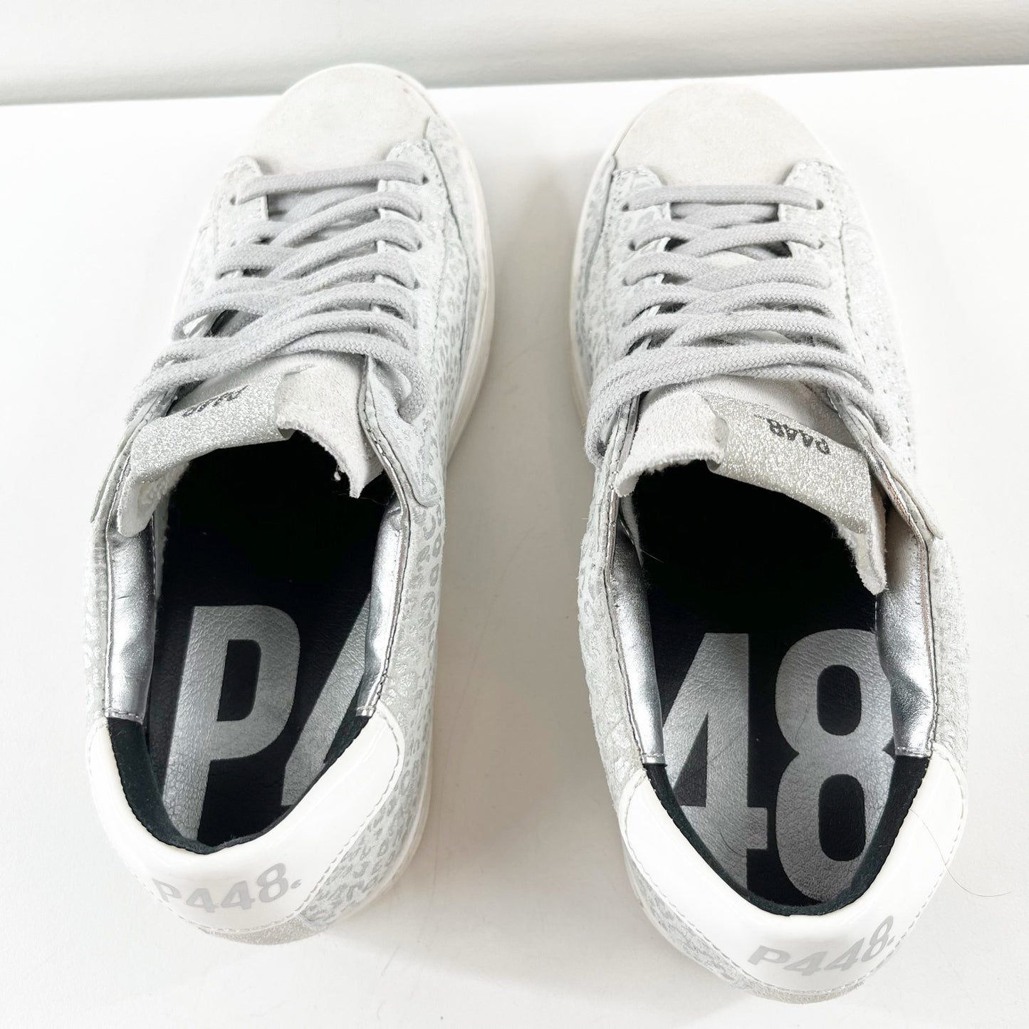 P448 John Metallic Leopard Print Perforated Logo Low Top Sneaker Leosil Blla 37