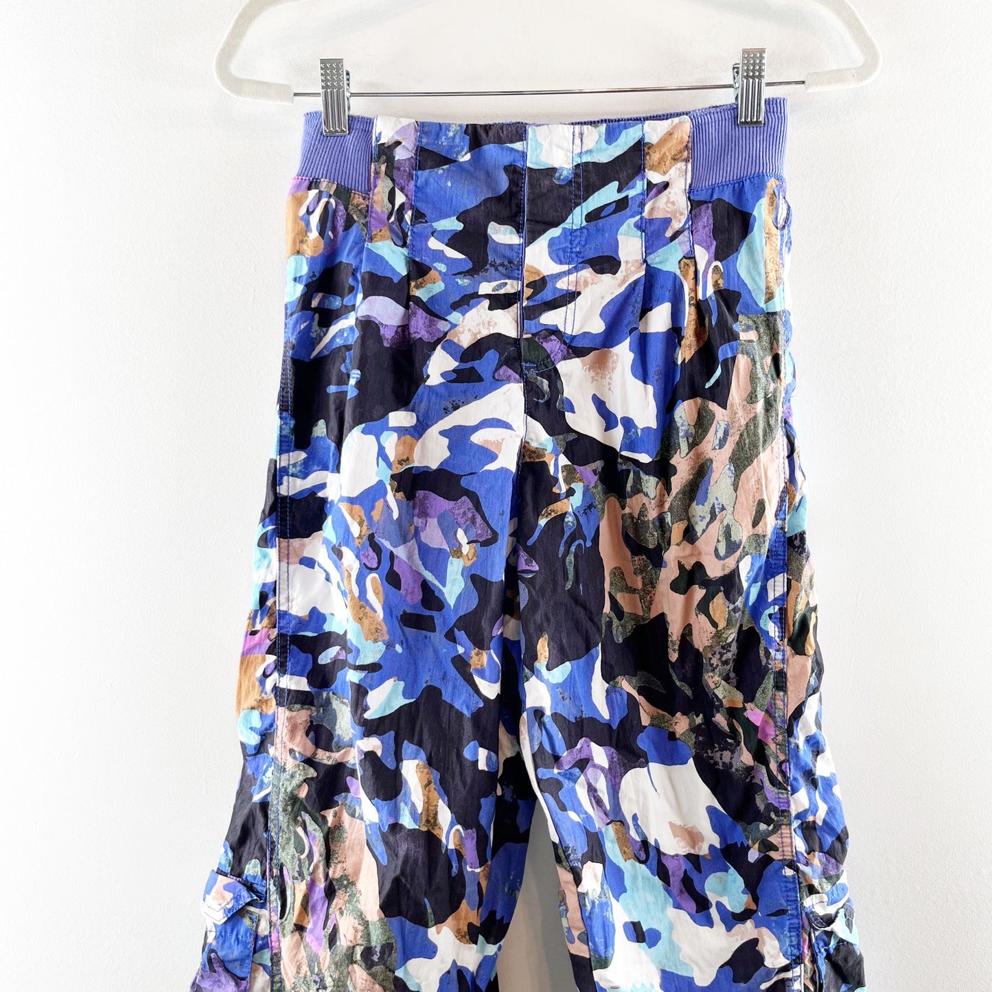 Free People Movement Mesmerize Me Camo Cargo Wide Leg Pants Purple Small