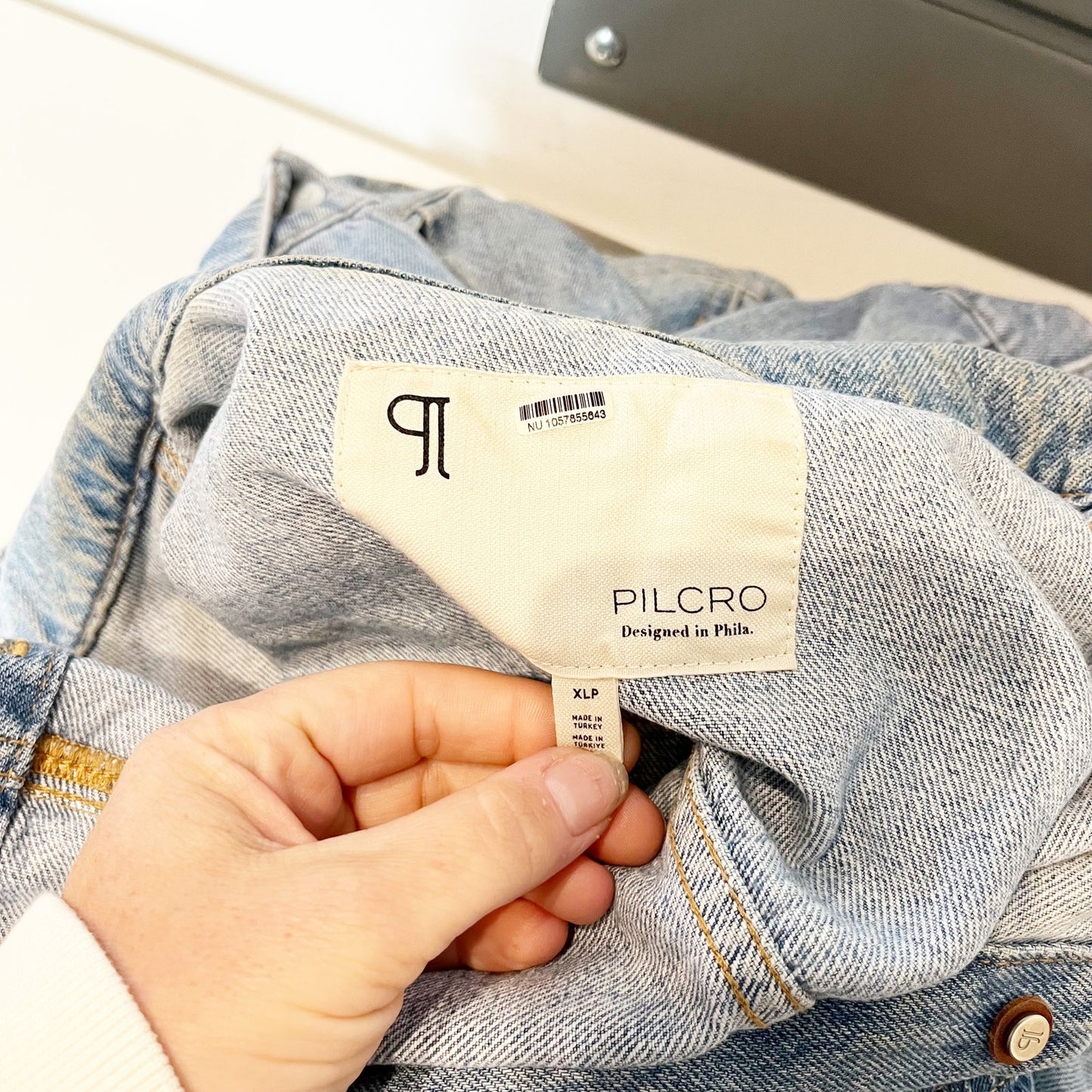 Pilcro Anthropologie The Western Denim Boyfriend Oversized Trucker Jacket XLP