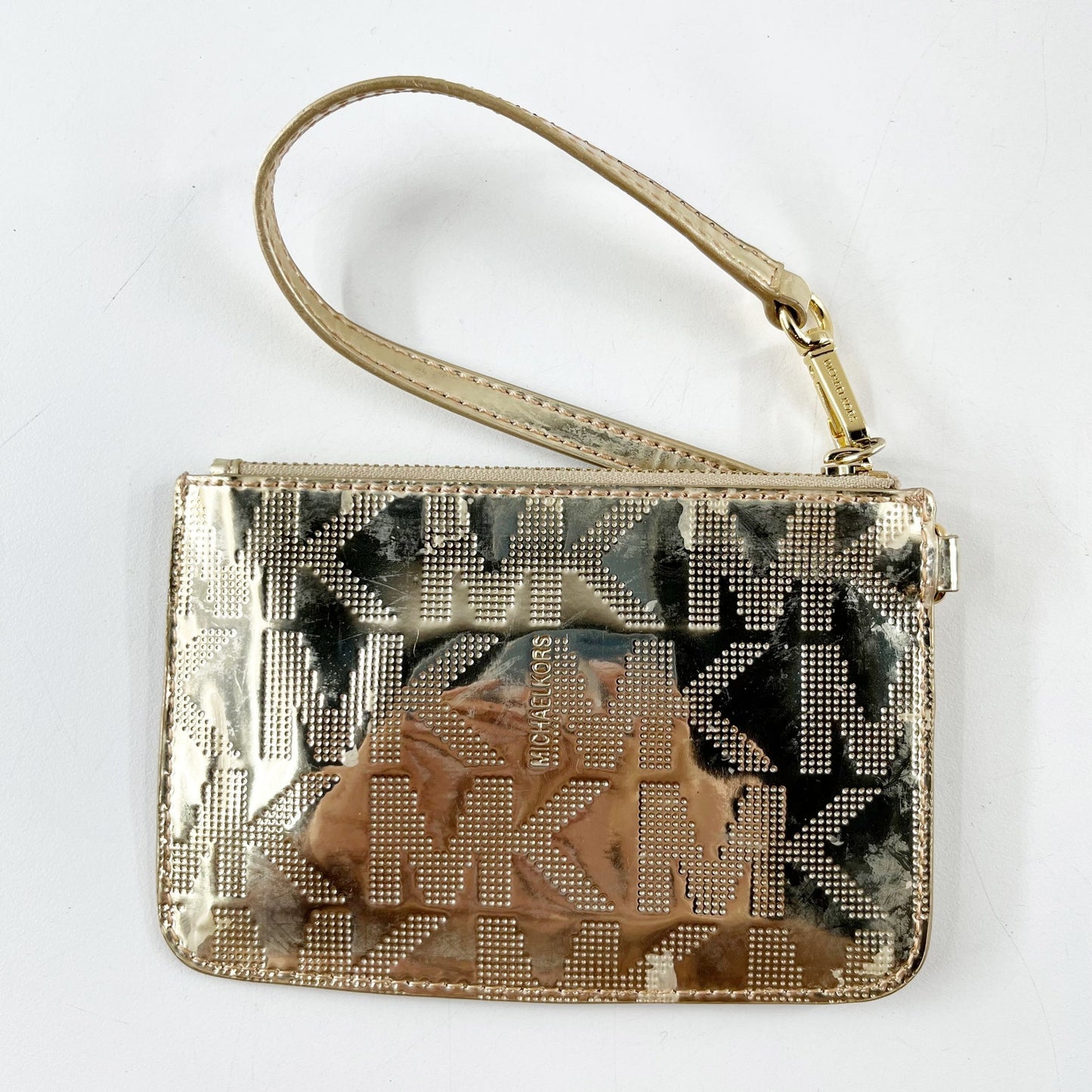 Michael Kors Metallic Leather Wristlet Wallet Gold