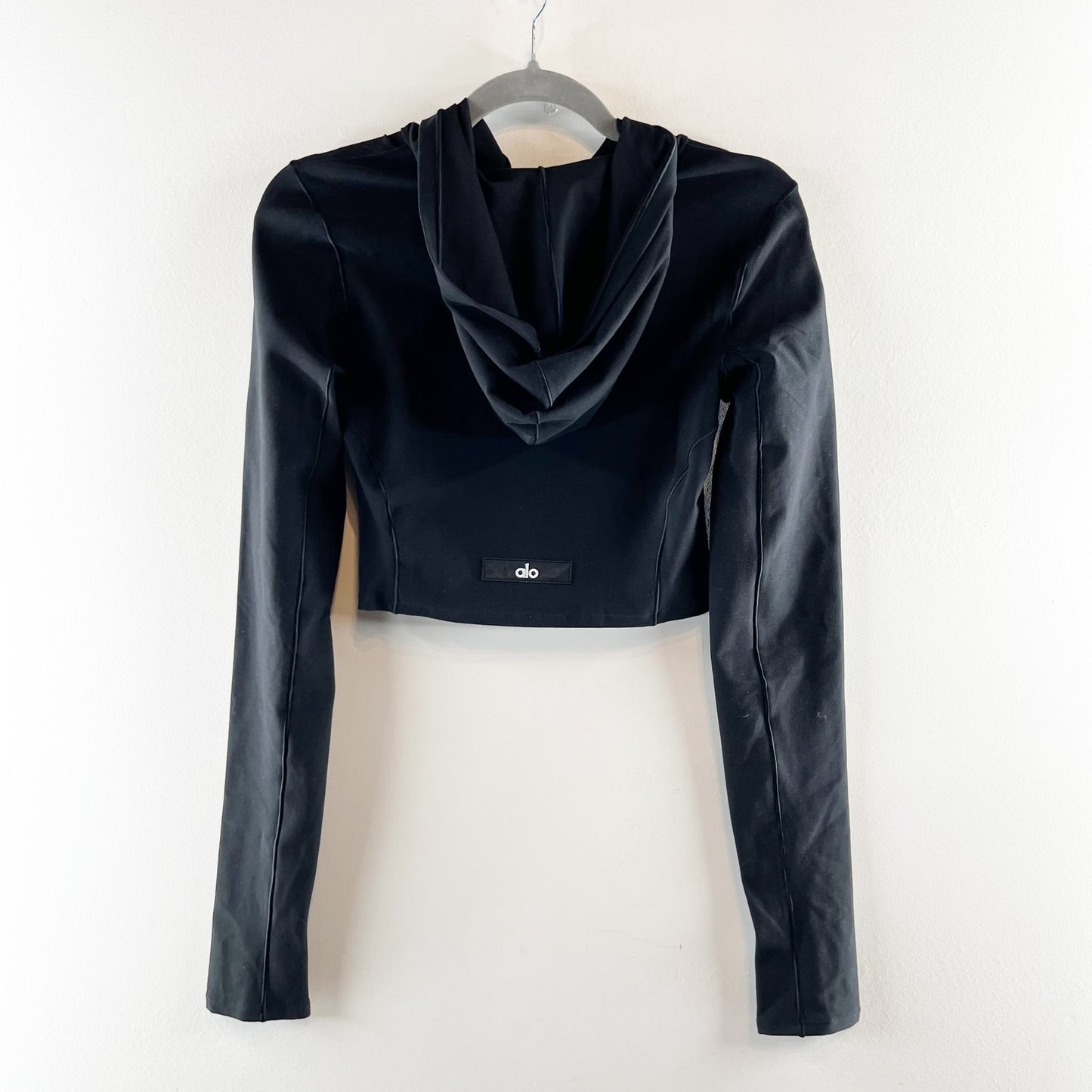 Alo Alosoft Sincere Fitted Cropped Long Sleeve Full Zip Jacket Black Small