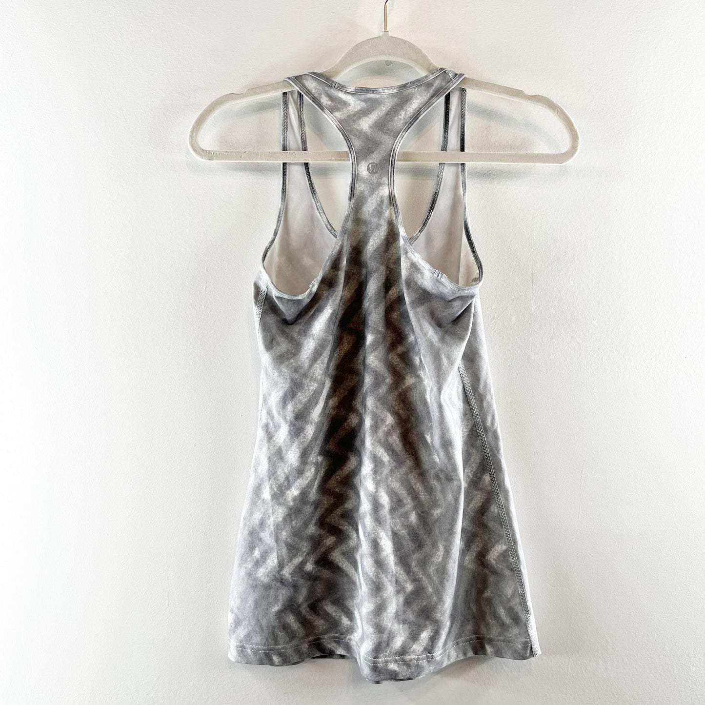 Lululemon Cool Racerback Fitted Tank Top Gray White Small