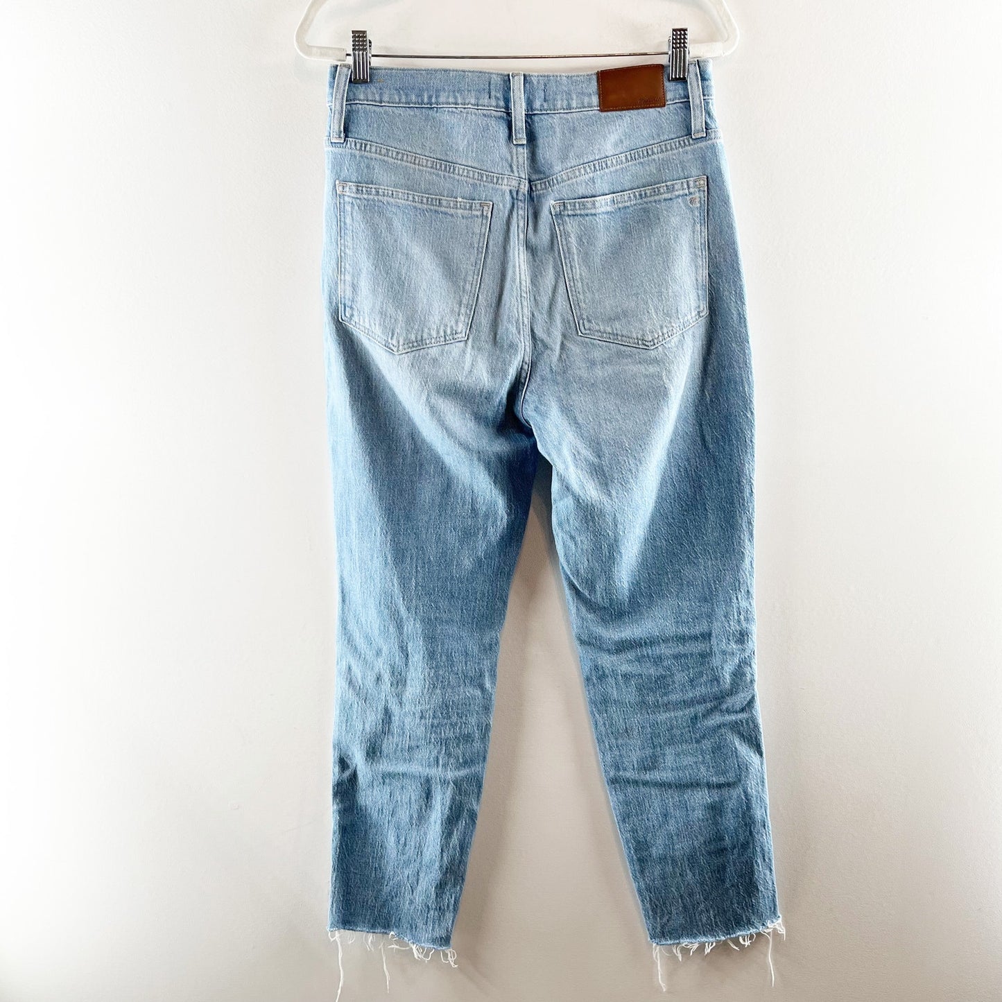 Madewell High Rise Stovepipe Raw Hem Jeans in Devoe Wash Blue 28 / 6